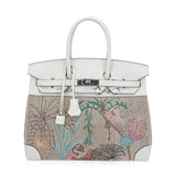 Hermes Limited Edition Birkin 35 Bag Faubourg Tropical Toile & Swift