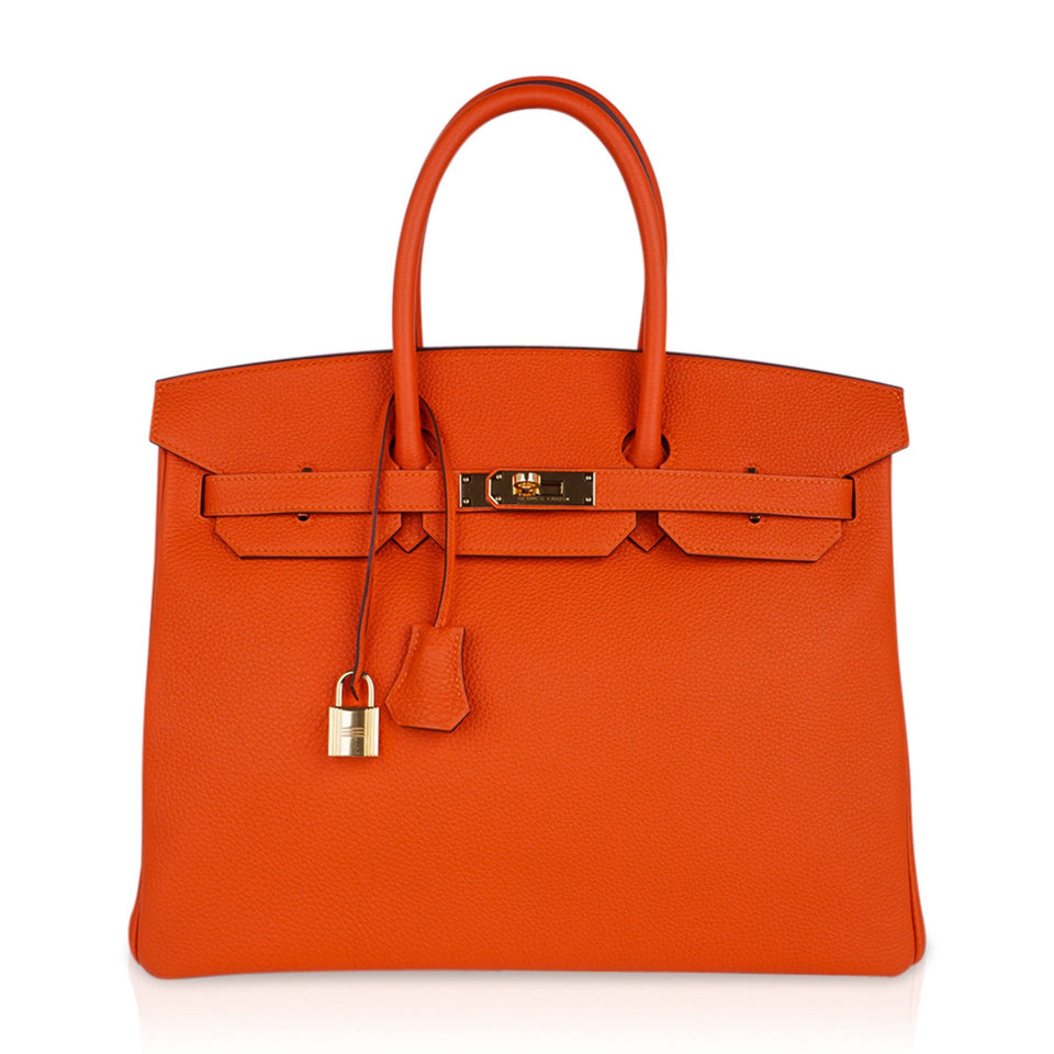 Hermes Birkin 35 Bag Feu Orange Togo Gold Hardware