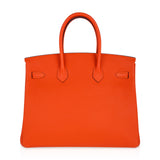 Hermes Birkin 35 Bag Feu Orange Togo Gold Hardware