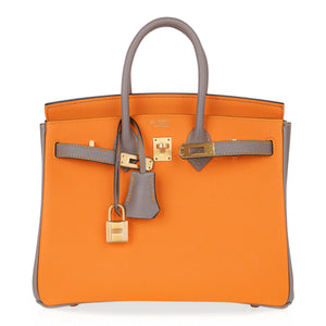 Hermes Birkin HSS 25 Bag Jaune Ambre / Gris Asphalte Gold Hardware