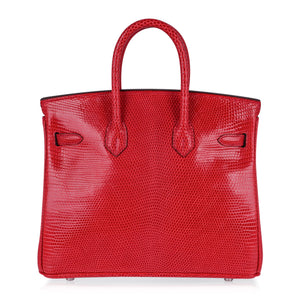 Hermes Limited Edition Birkin 25 Bag Rouge Lizard with Palladium Hardware