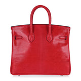 Hermes Limited Edition Birkin 25 Bag Rouge Lizard with Palladium Hardware