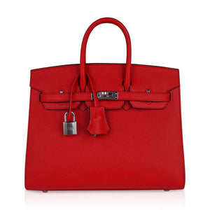 Hermes Birkin 25 Bag Sellier Rouge De Couer Epsom Leather with Palladium Hardware