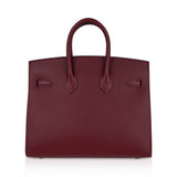 Hermes Birkin 25 Bag Sellier Rouge H Gold Hardware Veau Madame Leather