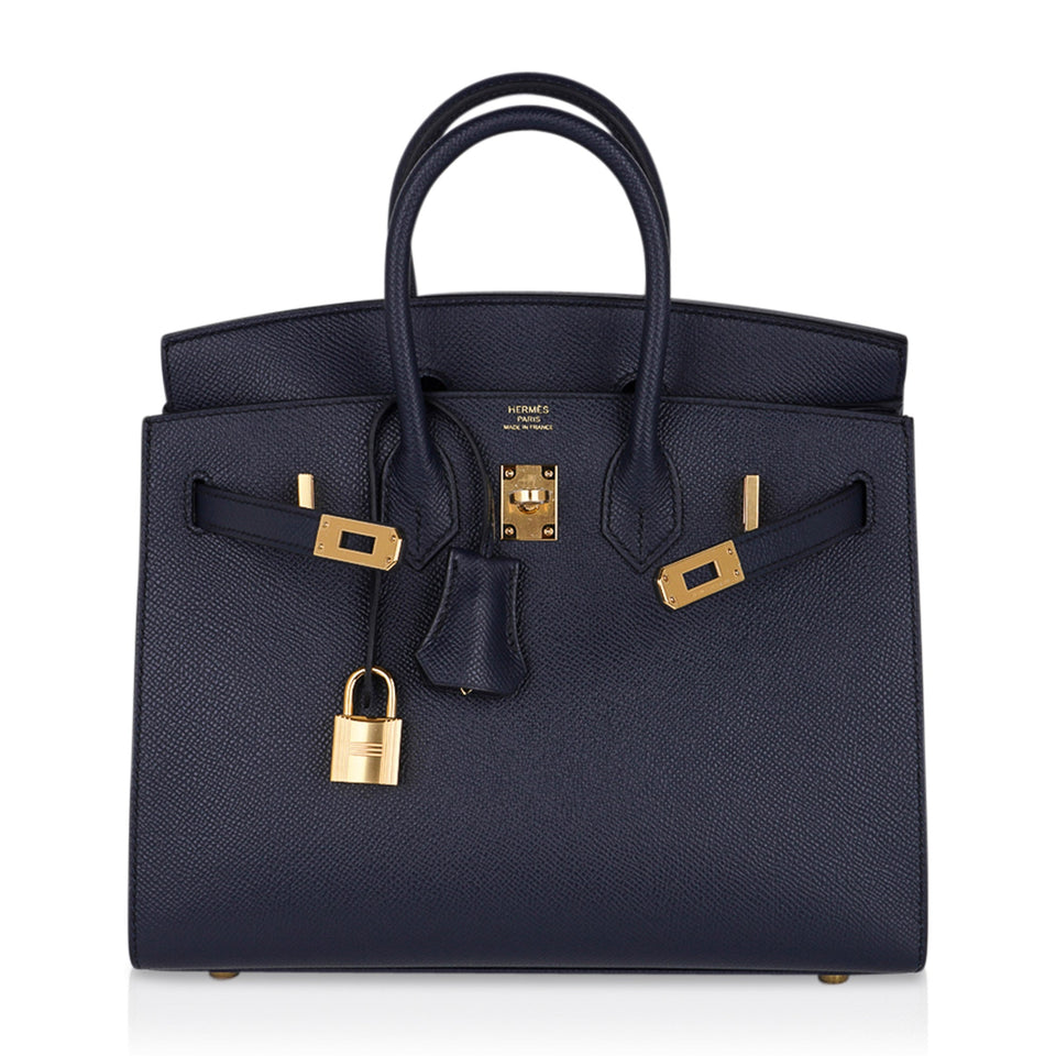 Hermes Birkin 25 Sellier Bag Bleu Indigo Gold Hardware Epsom Leather New w/Box