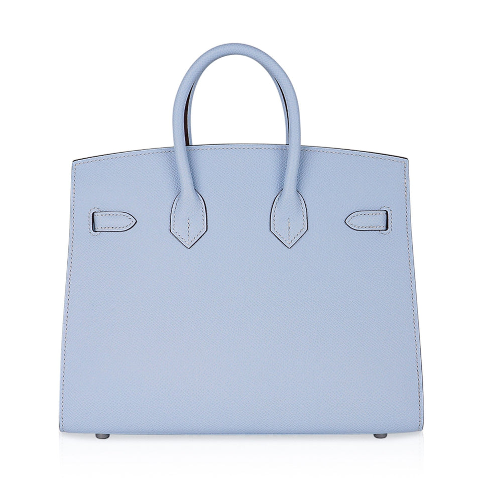 Hermes Birkin 25 Sellier Bag Blue Brume Epsom Palladium Hardware New