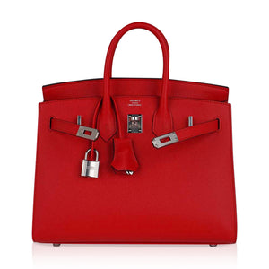 Hermes Birkin 25 Bag Sellier Rouge De Couer Epsom Leather with Palladium Hardware