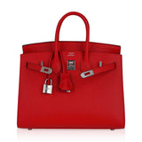 Hermes Birkin 25 Bag Sellier Rouge De Couer Epsom Leather with Palladium Hardware