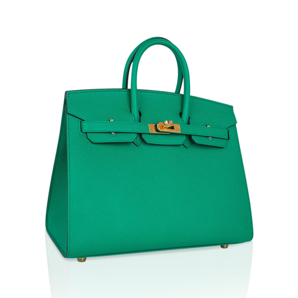 Hermes Birkin 25 Bag Sellier Vert Jade Epsom Leather with Gold Hardware