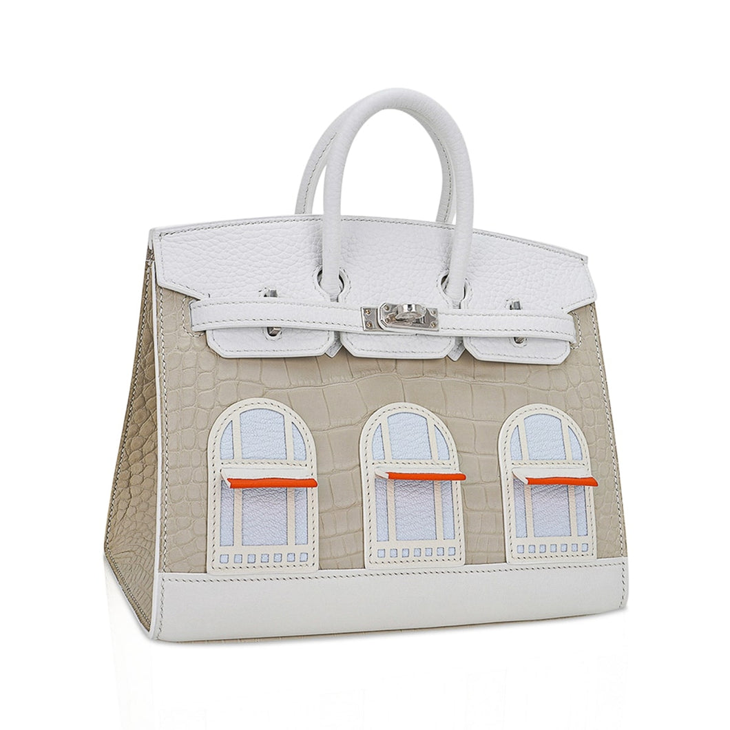 Hermes Limited Edition Birkin 20 Faubourg Sellier Bag Neige (Snow) White Matte Alligator