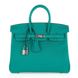 Hermes Verso Birkin 25 Bag Vert Verone & Rose Lipstick Novillo Leather with Palladium Hardware