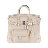 Hermes Birkin 25 Cargo Nata Toile Goeland Bag Swift Leather Trim Limited Edition