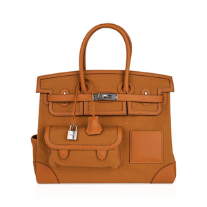 Hermes Limited Edition Birkin 35 Bag Cargo Sesame Toile Goeland & Swift Leather with Palladium Hardware