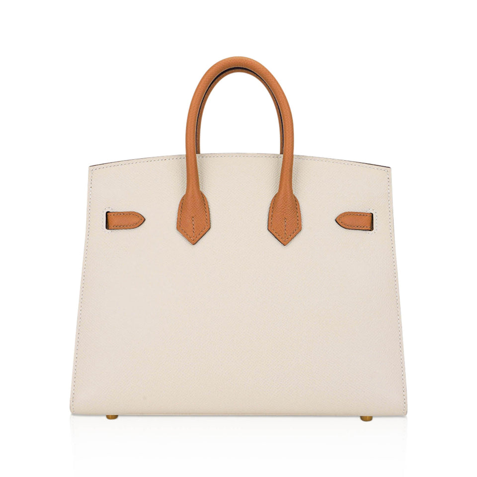 Hermes Special Order HSS Birkin 25 Sellier Craie and Sesame Gold Hardware Epsom Leather