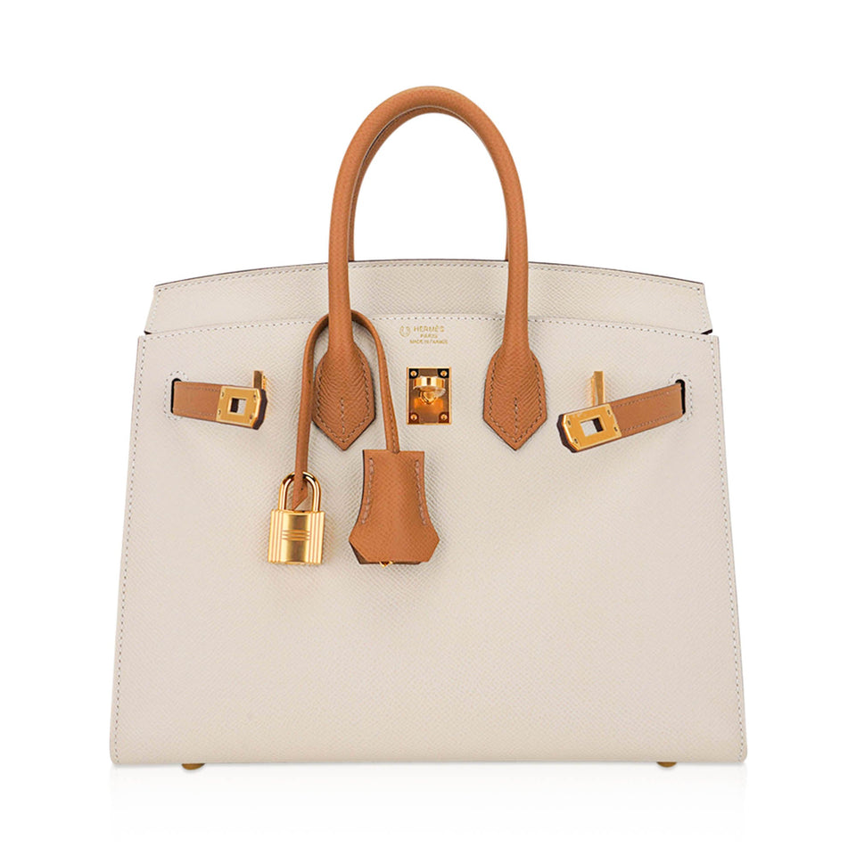 Hermes Special Order HSS Birkin 25 Sellier Craie and Sesame Gold Hardware Epsom Leather