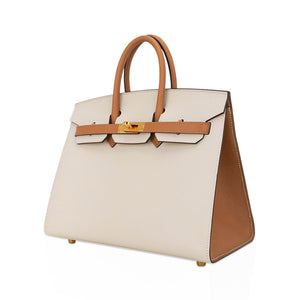 Hermes Special Order HSS Birkin 25 Sellier Craie and Sesame Gold Hardware Epsom Leather