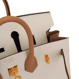 Hermes Special Order HSS Birkin 25 Sellier Craie and Sesame Gold Hardware Epsom Leather