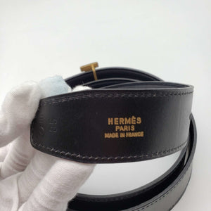 Hermes Leather Belt Black Gold Reversible