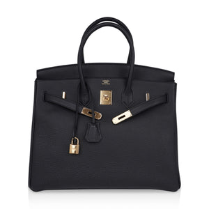 Hermes Limited Edition Birkin 35 Bag Plomb (Off Black) Togo Leather with Gold Hardware