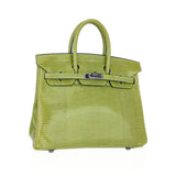 Hermes Limited Edition Birkin 25 Bag Vert Anis Lizard with Palladium Hardware