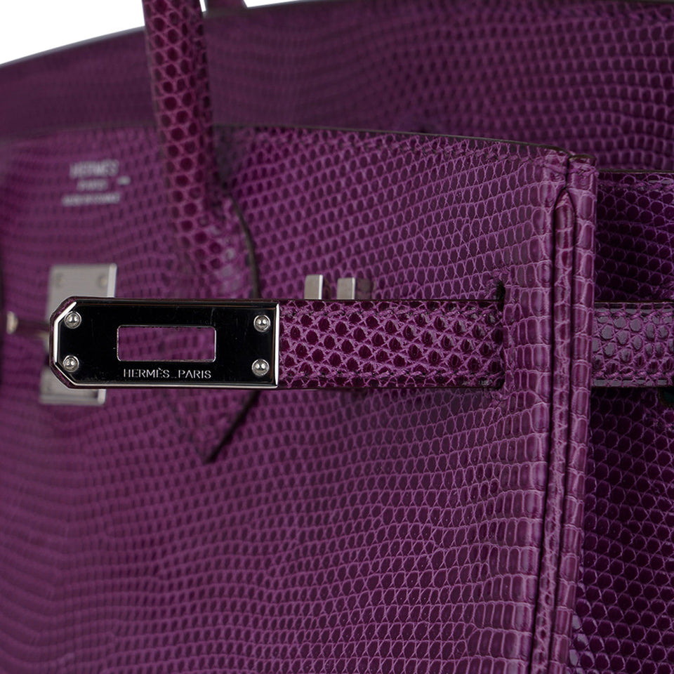 Hermes Birkin 25 Violet Purple Lizard Palladium Hardware