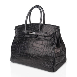 Hermes Birkin 35 Bag So Black Limited Edition Matte Black Alligator