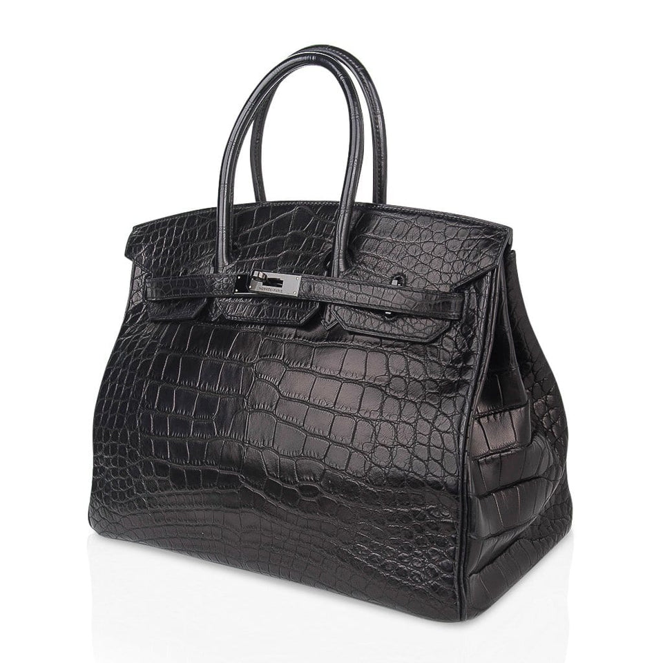 Hermes Birkin 35 Bag So Black Limited Edition Matte Black Alligator