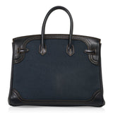 Hermes Birkin 35 Ghillies Denim Fonce Toile / Black Evercalf Bag Limited Edition