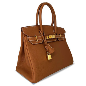 Pre owned brown Hermes Birkin Togo B30 GHW designer bag