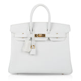 Hermes Birkin 25 HSS Bag White Clemence Gold Hardware