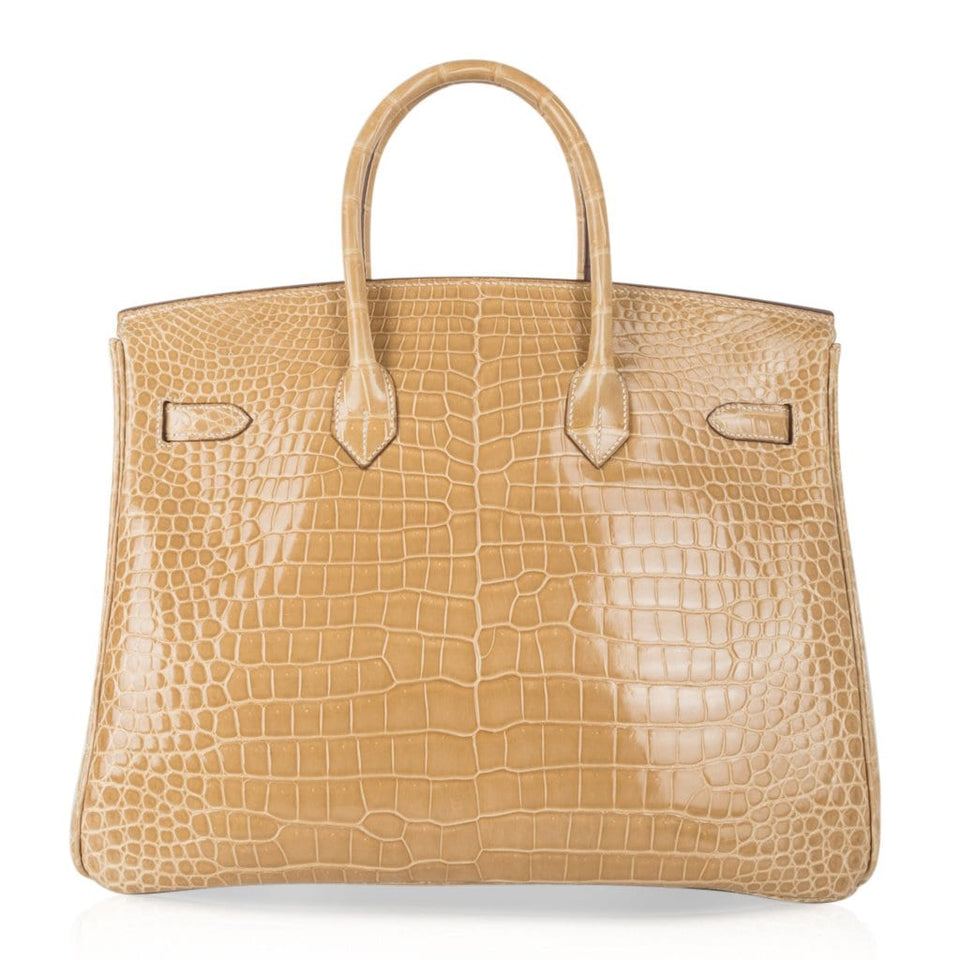 Hermes Limited Edition Special Order HSS Birkin 35 Bag Poussiere La Rosee Porosus Crocodile with Palladium Hardware