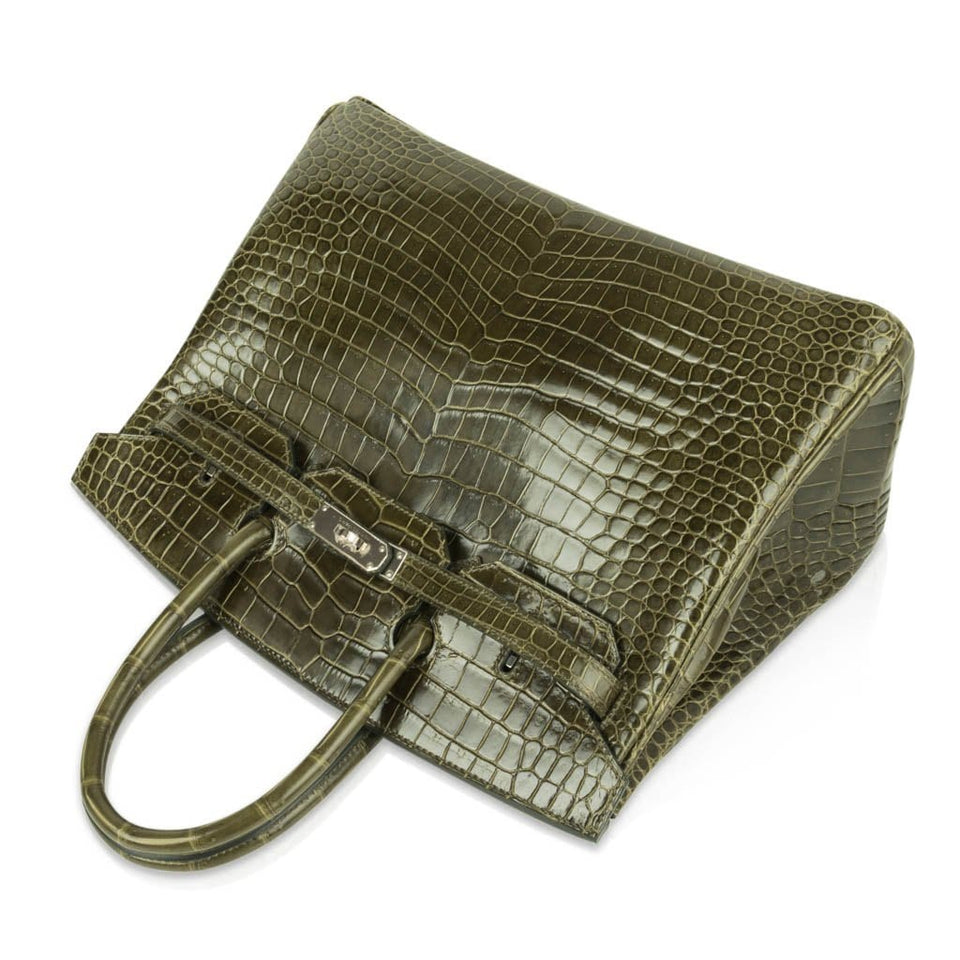 Hermes Birkin 35 Bag Vert Veronese Porosus Crocodile Palladium Hardware