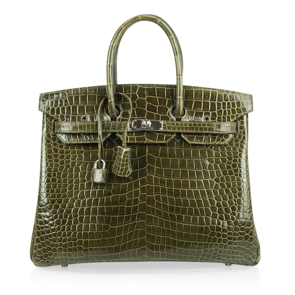 Hermes Birkin 35 Bag Vert Veronese Porosus Crocodile Palladium Hardware