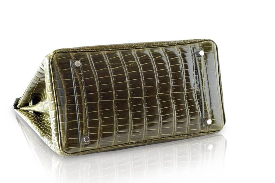 Hermes Birkin 35 Bag Vert Veronese Porosus Crocodile Palladium Hardware