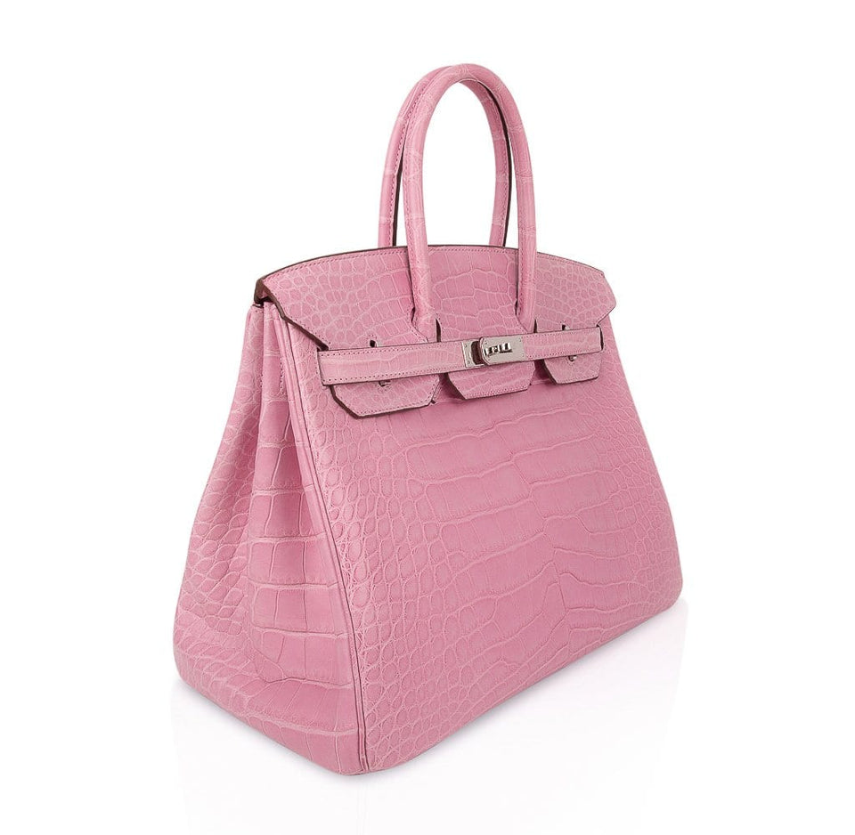 Hermes Limited Edition Birkin 35 Bag 5P Pink Matte Alligator with Palladium Hardware