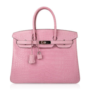 Hermes Limited Edition Birkin 35 Bag 5P Pink Matte Alligator with Palladium Hardware