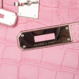 Hermes Limited Edition Birkin 35 Bag 5P Pink Matte Alligator with Palladium Hardware