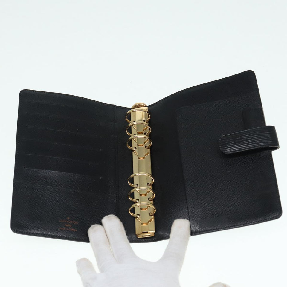 LOUIS VUITTON Epi Agenda MM Day Planner Cover Black R20042 LV Auth hk1595