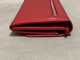 Prada Red Metal Flap Continental Wallet