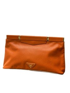 Prada Orange Soft Frame Clutch