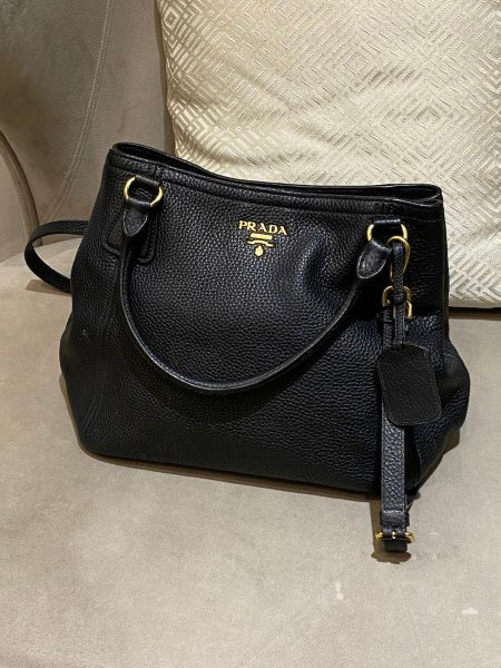 Prada Black Vitello Daino Tote Bag