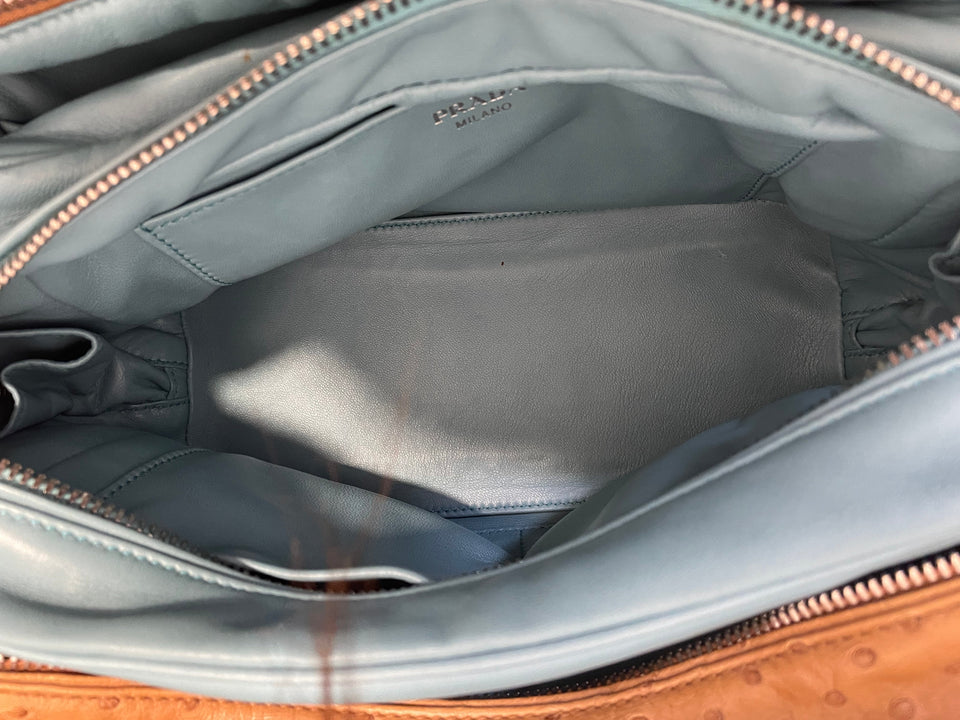 Prada Camel Ostrich Tote Bag