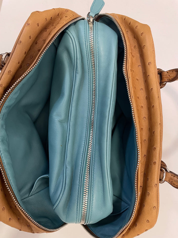 Prada Camel Ostrich Tote Bag