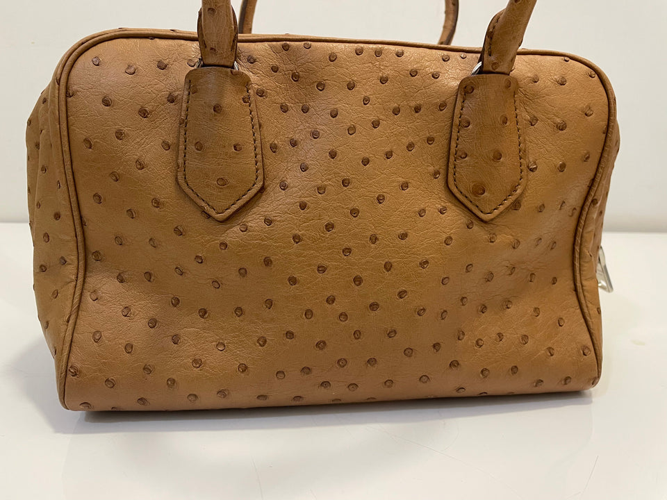 Prada Camel Ostrich Tote Bag