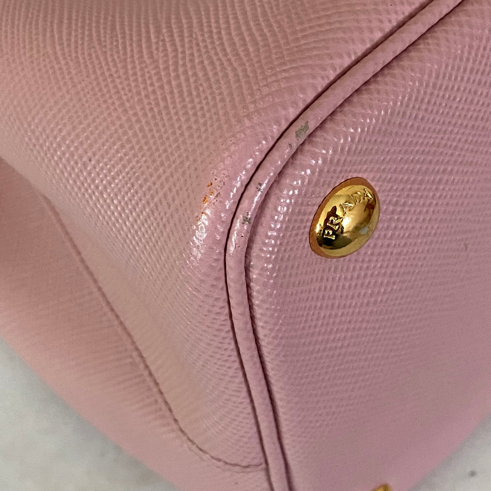 Prada Pink Medium Double Bag W/ Strap