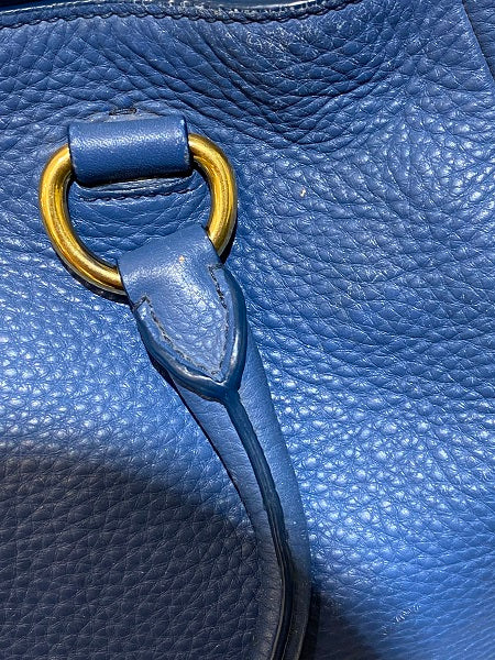 Prada Blue Vitello Daino 2 Way Bag