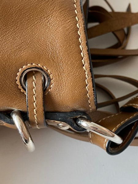 Prada Camel Fringe Bucket Bag