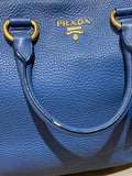 Prada Blue Vitello Daino 2 Way Bag