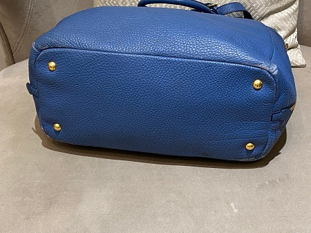 Prada Blue Vitello Daino 2 Way Bag