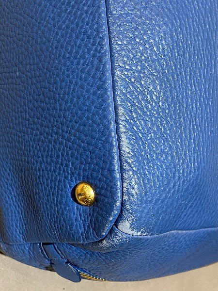 Prada Blue Vitello Daino 2 Way Bag